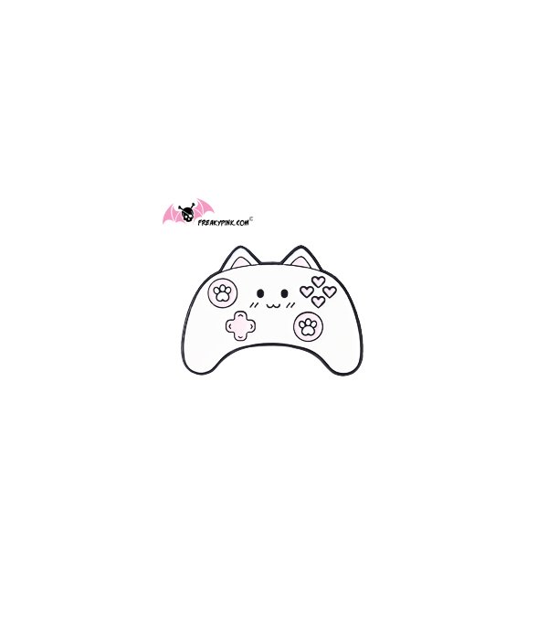 Pins manette chat rose pastel