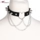 Choker coeur noir à piques et chaines