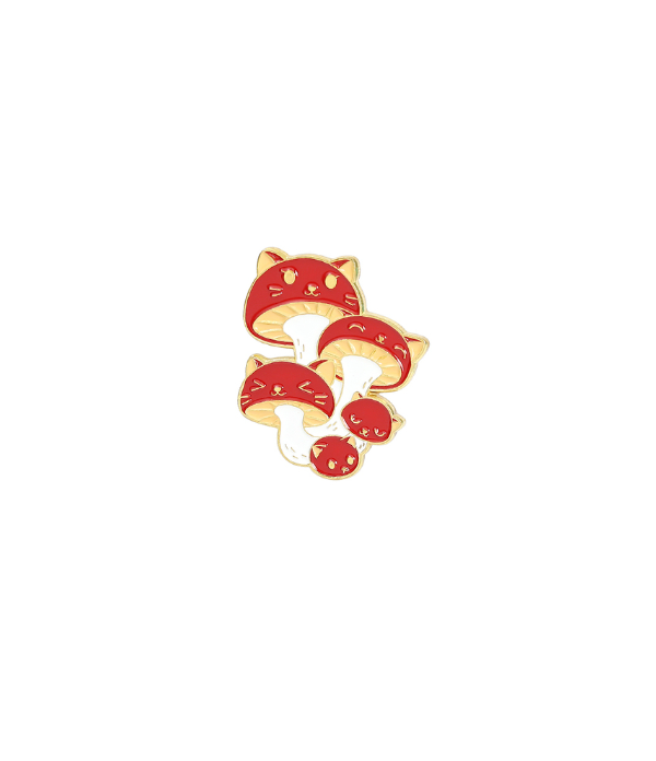 Pins petits champignons chats rouges