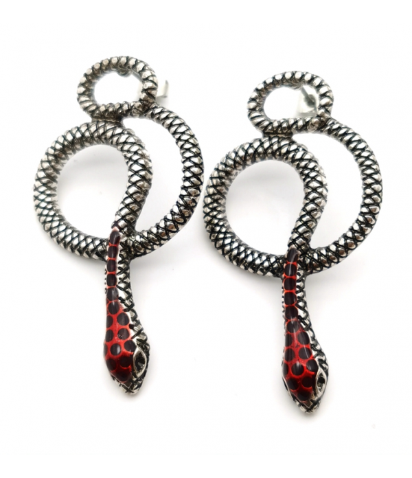 Boucles D'oreilles Serpents Rouges