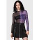 Sweet Nightmare crop top tartan violet et noir