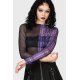 Sweet Nightmare crop top tartan violet et noir