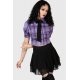 Chemisier court Hayee Ribbon tartan violet et noir