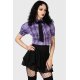 Chemisier court Hayee Ribbon tartan violet et noir