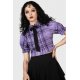 Chemisier court Hayee Ribbon tartan violet et noir