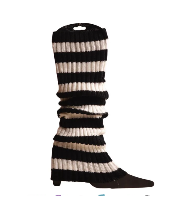 Leg warmers rayés noirs et blancs