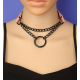 Choker rose pastel et noir anneau et chaîne