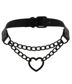 Choker coeur et chaines noir