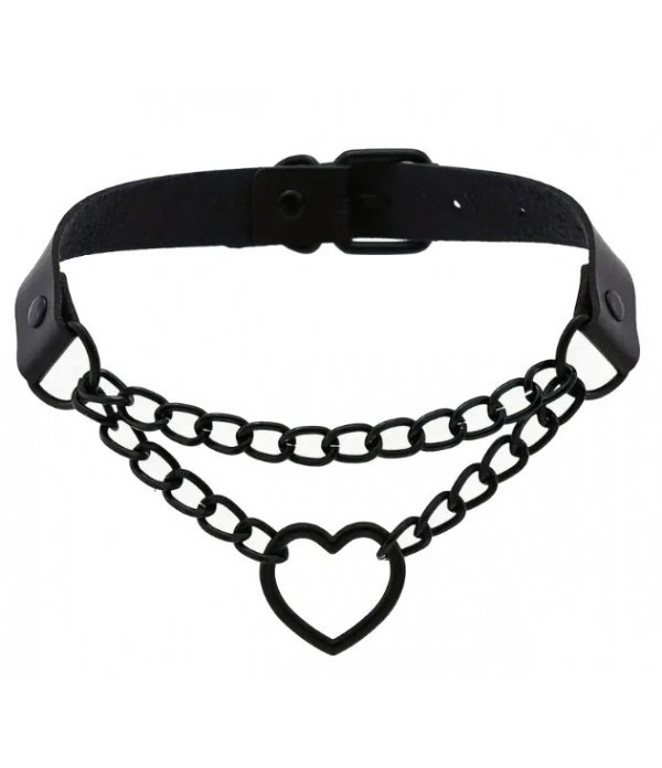 Choker cœur et chaines noir