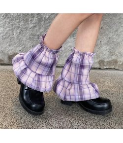 Leg-warmers gothique lolita tartan violet pastel