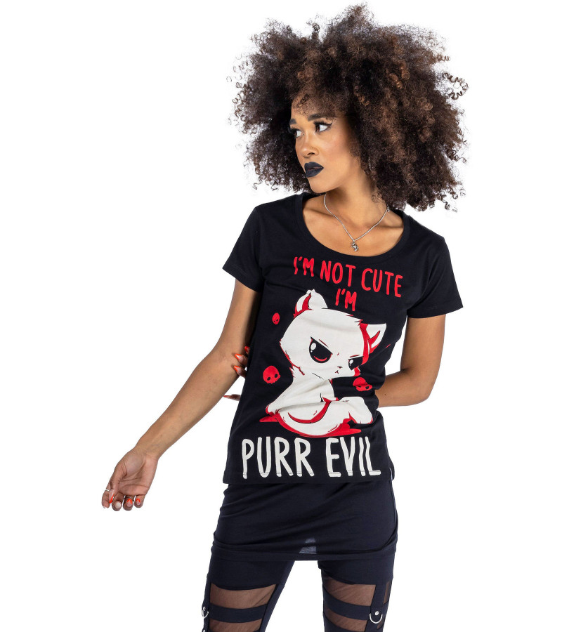 Purr Evil Cat Girly T-shirt