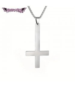 Collier croix inversée argenté