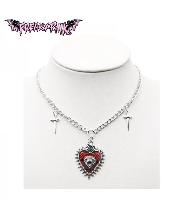 Collier gothique coeur rouge