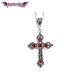 Collier Croix Gothique Gemme Rouge Petite