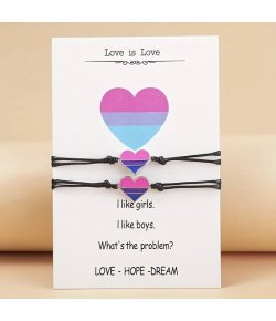 Bracelets coeurs drapeau fierté bisexuelle