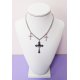 Collier Croix Noir Rose